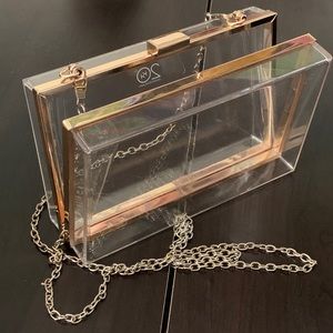 Kiko Cosmetics Clear Plastic Purse with Gold Chain